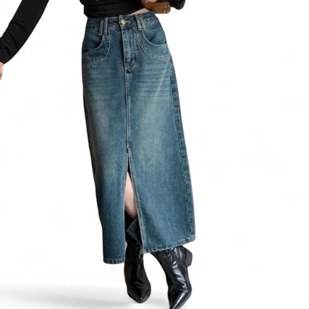 Liz Claiborne Blue Denim Maxi Skirt